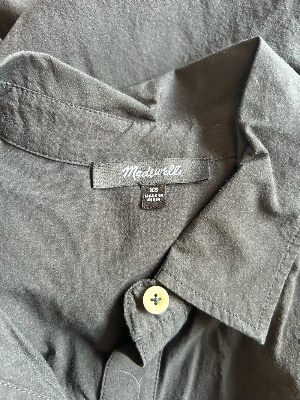 Madewell Collared Button-Front Mini Shirt Dress in Black Size XS